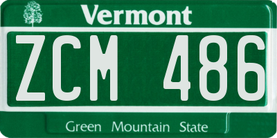 VT license plate ZCM486