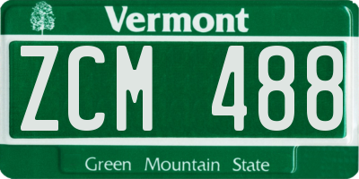 VT license plate ZCM488