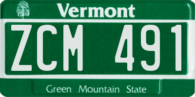 VT license plate ZCM491