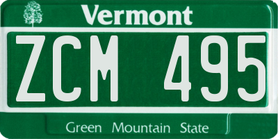 VT license plate ZCM495
