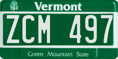 VT license plate ZCM497