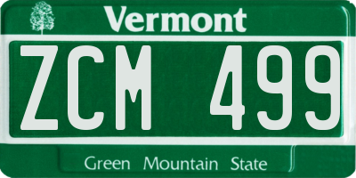 VT license plate ZCM499