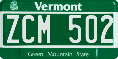 VT license plate ZCM502
