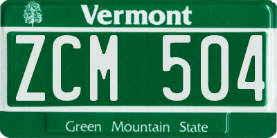 VT license plate ZCM504
