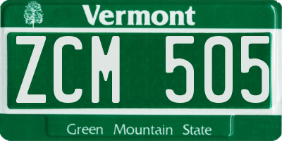 VT license plate ZCM505