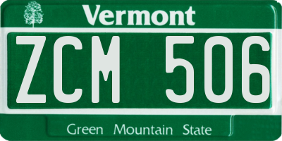 VT license plate ZCM506