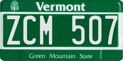 VT license plate ZCM507