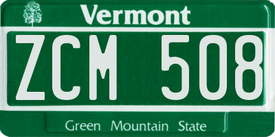 VT license plate ZCM508