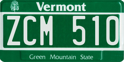 VT license plate ZCM510