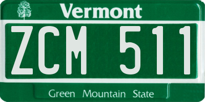 VT license plate ZCM511