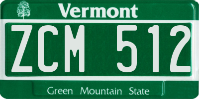 VT license plate ZCM512
