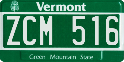 VT license plate ZCM516