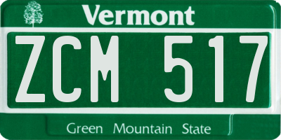 VT license plate ZCM517
