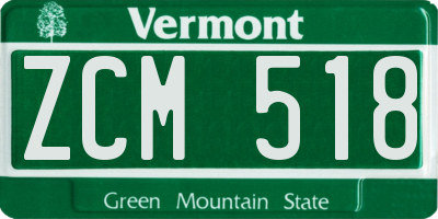VT license plate ZCM518