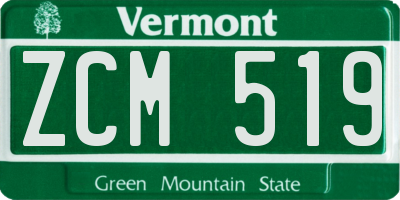VT license plate ZCM519