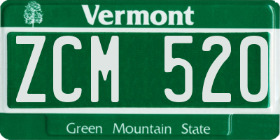 VT license plate ZCM520