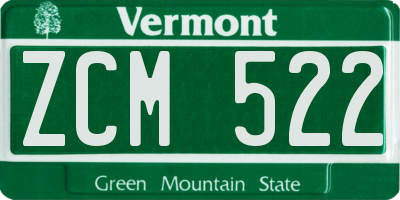VT license plate ZCM522