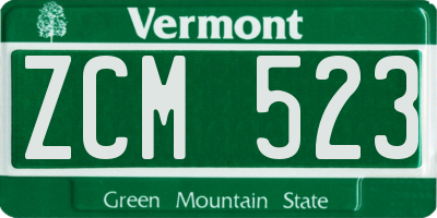 VT license plate ZCM523
