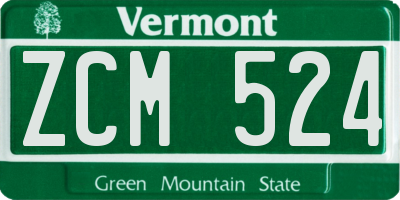 VT license plate ZCM524