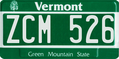 VT license plate ZCM526
