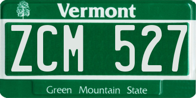 VT license plate ZCM527