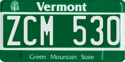 VT license plate ZCM530
