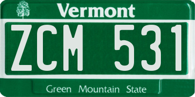 VT license plate ZCM531