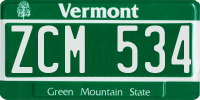VT license plate ZCM534