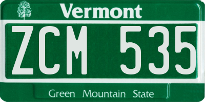 VT license plate ZCM535