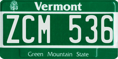 VT license plate ZCM536