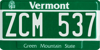 VT license plate ZCM537