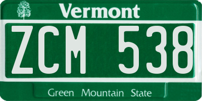 VT license plate ZCM538