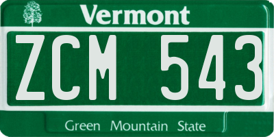VT license plate ZCM543