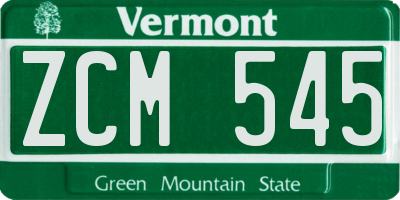 VT license plate ZCM545