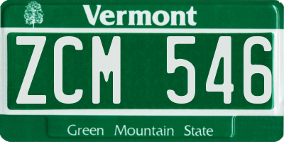 VT license plate ZCM546