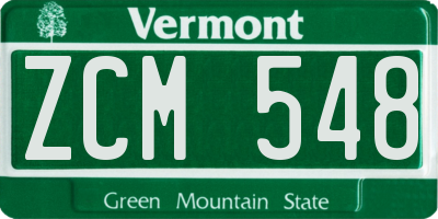 VT license plate ZCM548