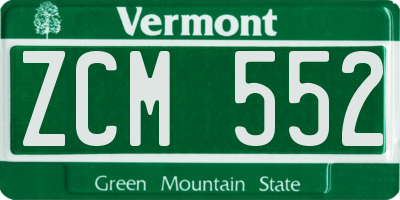 VT license plate ZCM552