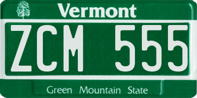 VT license plate ZCM555
