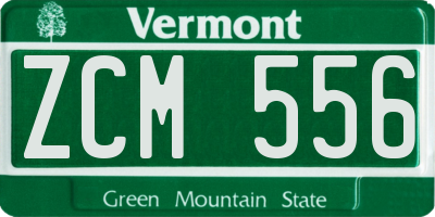 VT license plate ZCM556