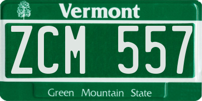 VT license plate ZCM557