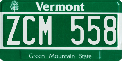 VT license plate ZCM558