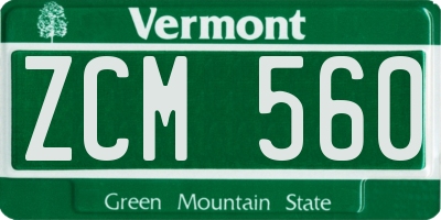 VT license plate ZCM560