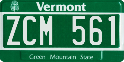 VT license plate ZCM561