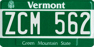 VT license plate ZCM562