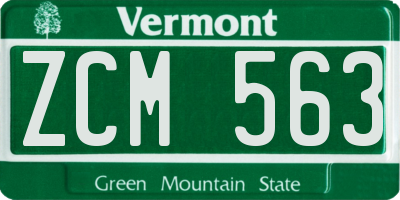 VT license plate ZCM563
