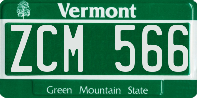 VT license plate ZCM566