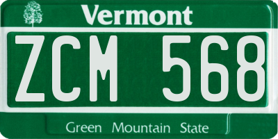 VT license plate ZCM568
