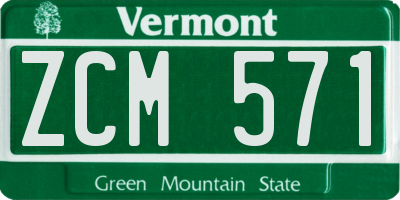 VT license plate ZCM571