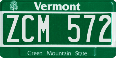 VT license plate ZCM572