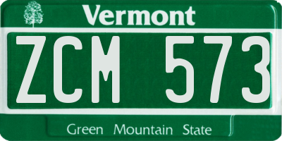 VT license plate ZCM573